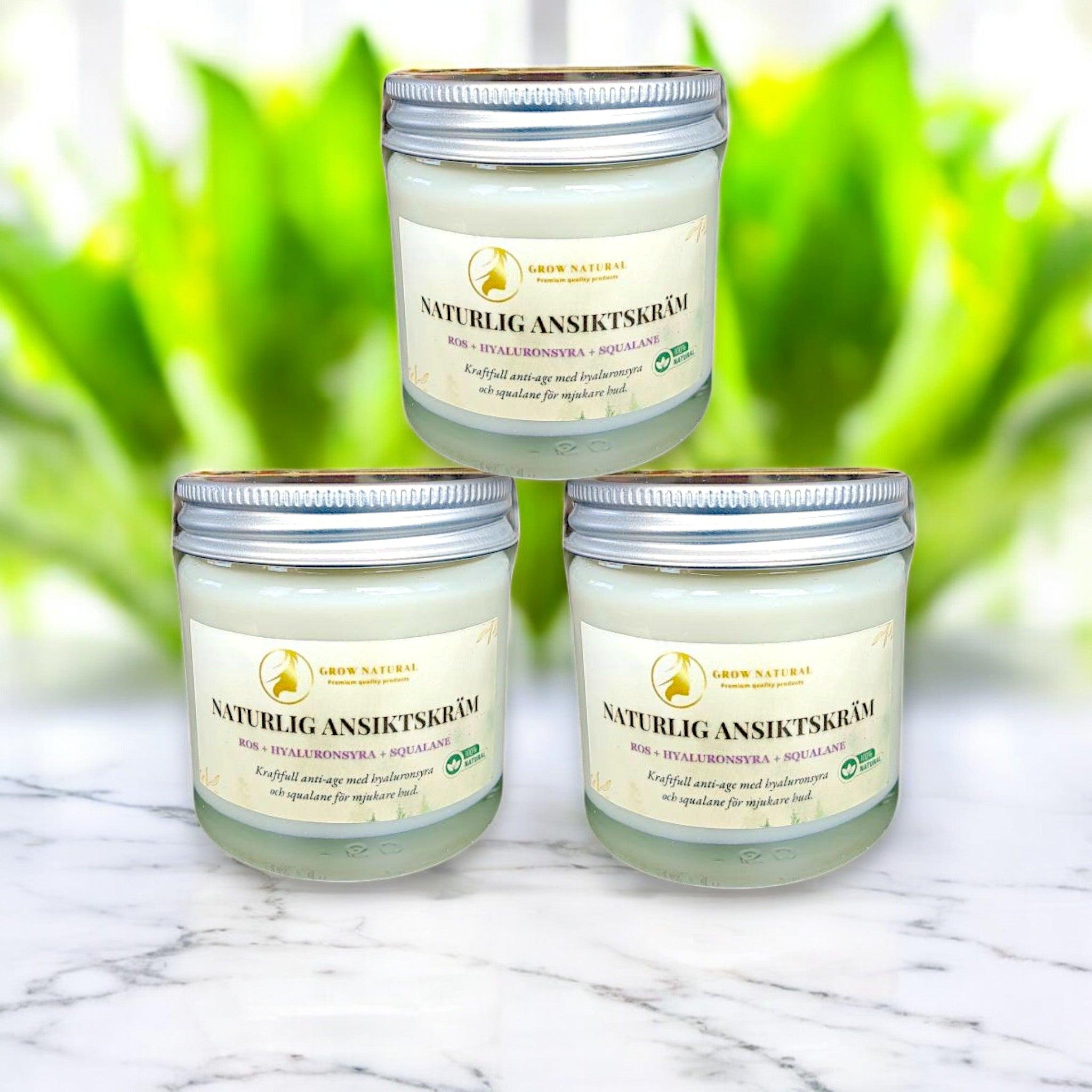 Grow Natural™ - Naturlig Ansiktskräm med Ros, Squalane & Hyaluronsyra