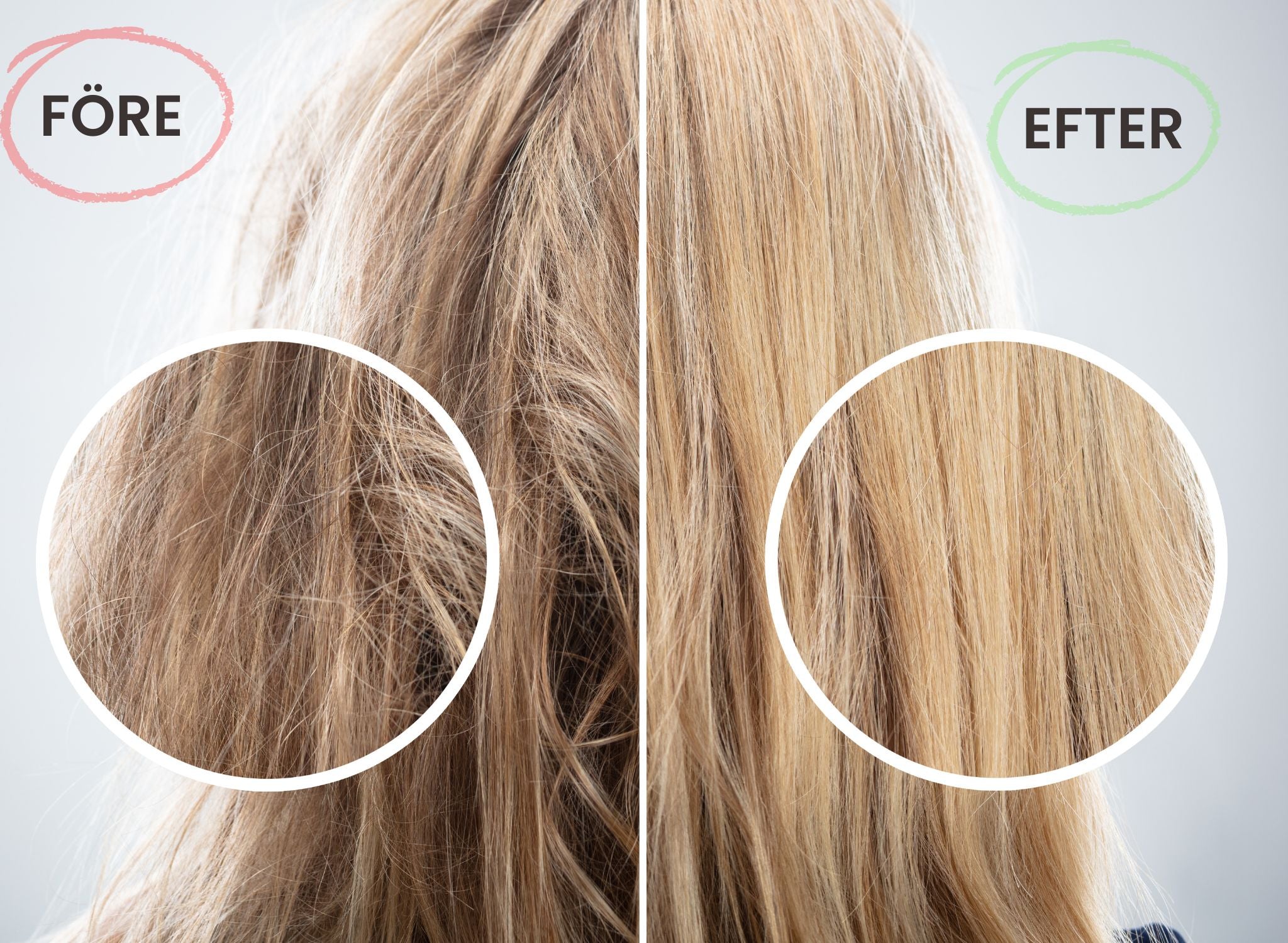 Grow Natural – Före och efter resultat – jämförelse av hårkvalitet