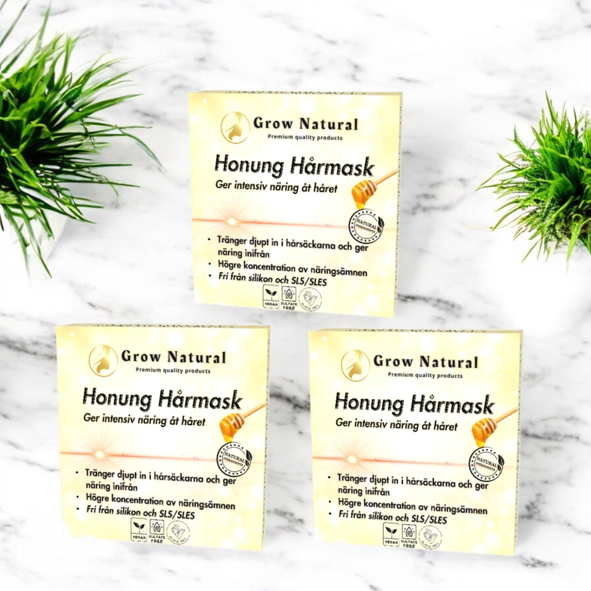 Grow Natural – Honung Hårmask – flerpack produktfoto