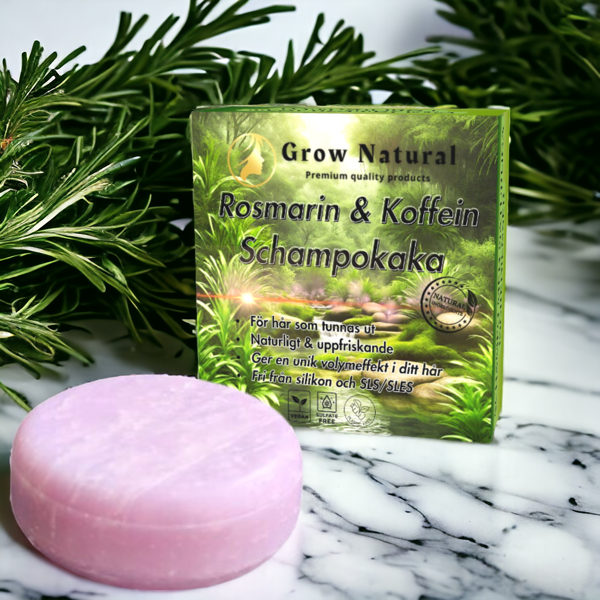 Grow Natural™ - Rosmarin & Koffein Schampo för hår som tunnas ut! - Grownatural.se