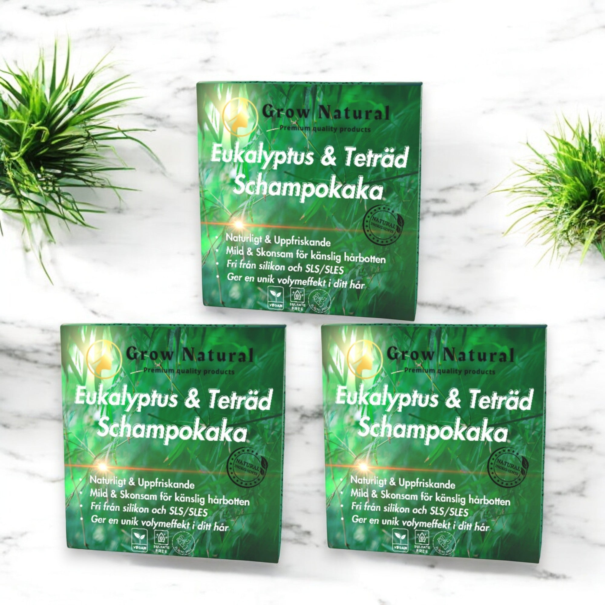 Grow Natural™ - Eukalyptus & Teträd schampo för känslig hårbotten - Grownatural.se